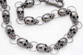 Men Wallet Chain Rocker Strong Pewter Gunmetal Skeleton Skull Bones Biker